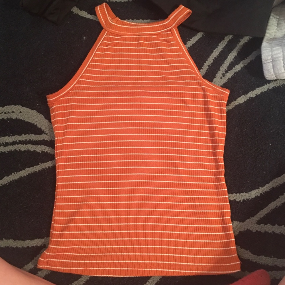 Orange striped halter top